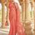 peach ethnic motifs embroidered embellished organza belted saree