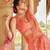 peach ethnic motifs embroidered embellished organza belted saree