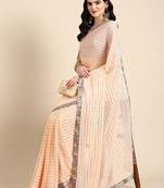 peach embellished beads & stones pure georgette heavy work saree