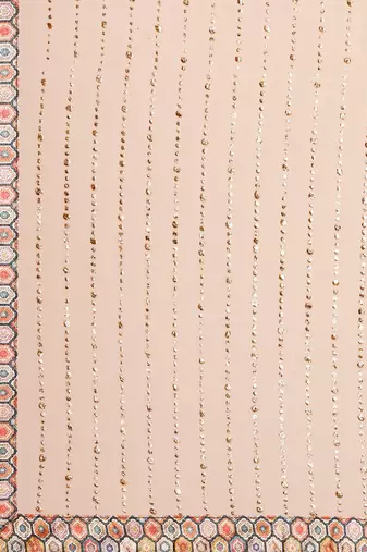 peach embellished beads & stones pure georgette heavy work saree