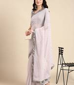 pink embellished beads & stones pure georgette heavy work saree