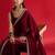 maroon embroidered satin saree