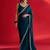 blue embroidered satin saree