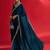blue embroidered satin saree