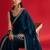 blue embroidered satin saree