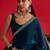 blue embroidered satin saree