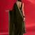 olive embroidered satin saree