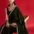 olive embroidered satin saree