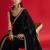 black embroidered satin saree