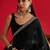 black embroidered satin saree