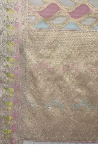 blue woven design zari organza banarasi saree