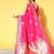 pink pink & gold-toned woven design zari silk blend banarasi saree