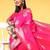 pink pink & gold-toned woven design zari silk blend banarasi saree