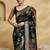 black ethnic motifs woven design zari pure silk banarasi saree with matching blouse
