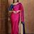 pink striped silk blend designer saree