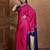 pink striped silk blend designer saree