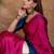 pink striped silk blend designer saree