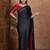 black striped silk blend designer saree