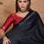 black striped silk blend designer saree