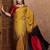 yellow striped silk blend saree