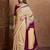 cream striped silk blend designer saree
