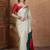 cream striped silk blend designer saree