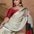 cream striped silk blend designer saree
