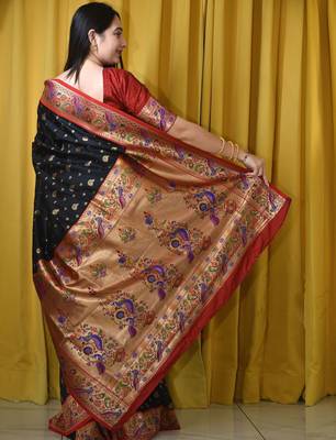 black woven design zari paithani saree 3
