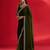 olive embroidered satin saree
