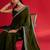 olive embroidered satin saree