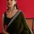 olive embroidered satin saree
