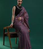 lavender floral motifs woven design muga saree