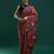 orange floral woven design zari muga saree