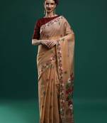 beige woven design zari muga saree