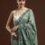 green floral woven design muga saree