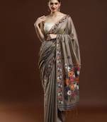 grey woven design zari muga regular saree