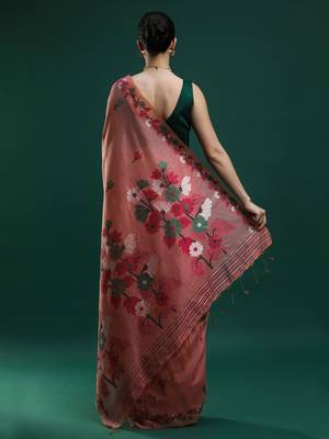 pink floral woven design zari muga saree 3