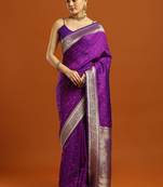 purple woven embellished pure silk kanjivaram saree with blouse