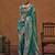 teal woven design zari silk blend kanjeevaram saree with matching blouse