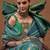 teal woven design zari silk blend kanjeevaram saree with matching blouse