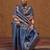 navy_blue woven design zari silk blend kanjeevaram saree with matching blouse