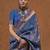 navy_blue woven design zari silk blend kanjeevaram saree with matching blouse