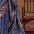 navy_blue woven design zari silk blend kanjeevaram saree with matching blouse