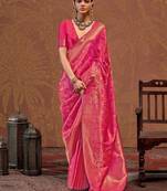pink ethnic motifs woven design zari kanjeevaram saree