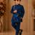 Navy blue all over unicorn print polyester kurta with pajama set ethnic wear