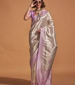 cream paisley designer kanjeevaram saree