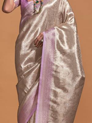 cream paisley designer kanjeevaram saree 4