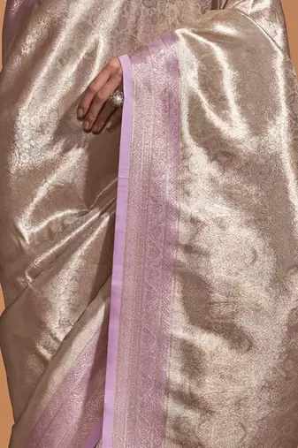 cream paisley designer kanjeevaram saree