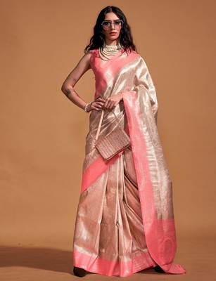 cream cream paisley zari woven design kanjeevaram saree 1