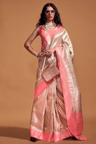cream cream paisley zari woven design kanjeevaram saree